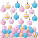 24 Pcs Pastel Christmas Ornaments Candy Ball Christmas Decorations Hanging Glitter Mini Macarons Balls Rainbow for Xmas Tree Holiday Party Home Centerpiece Wreath Garland, 1.57 Inch