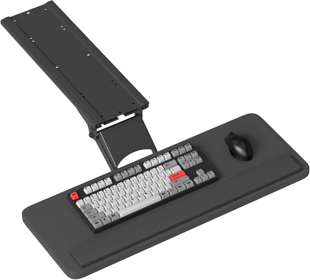 yeshine Under Desk Keyboard Tray Slide Out, Height Adjustable Computer Keyboard & Mouse Platform Tray, 360 Swivel & 30 Tilt Up and Down, Ergonomic Keyboard Tray Under Desk Slide, Black, 25"W x 9.8"D