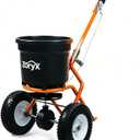 ZORYX 50LB Walk-Behind Broadcast Spreader, Heavy Duty Push Spreader for Fertilizer, Seed, Salt, Ice Melt, 13Melt13 Pneumatic Tires, Adjustable Flow, Anti-Clog Hopper w/Rain Cover