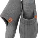 VeraCosy Men's Corduroy Scuff Slippers Soft Comfy Memory Foam Non-slip Indoor House Shoes (9-10)