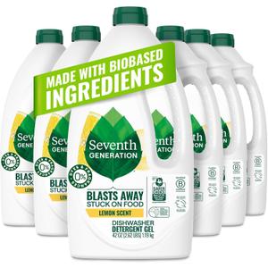 Seventh Generation Dishwasher Detergent Gel Liquid Soap Lemon Scent Dish Detergent 42 oz, Pack of 6