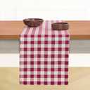 2 x Solino Home Linen Table Runner 48 Inches - 100% Pure Linen Beet and Cream Table Runner 14 x 48 Inch Ideal for Dresser and Coffee Tables - Valentines, Spring - Morgan Check