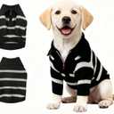 Small Dog Sweater with Zipper, Knitted Striped Pullover Dog Clothes for Cold Weather, Thick Warm Cozy Stretchy Sweater for Chihuahua, Bulldog, Dachshund, Pug(Black & White Strip, XL) (Black Stripe Zip(Order One Size Up))