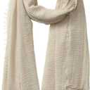 guiyal Cotton Blend Vintage Soft Scarf With Fringed Edges (70 inches x 35 inches, Crinkle Khaki)