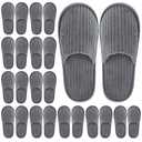 Elcoho 6 Pairs Closed Toe Spa Slippers Reusable Slippers Coral Fleece Washable Disposable Home Slippers for Women Men Guests Hotels House Slippers Housewarming Indoors Bathroom Party Traveling, Grey