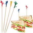 Cocktail Picks, Colored Frill Fancy Wooden Toothpicks for Appetizers Sandwich Drinks Fruit, 4 Inch Decorative Bamboo Skewers Food Sticks, Charcuterie Boards Accessories Party Supplies - 500