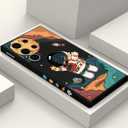 for Samsung Galaxy S24 Ultra Case, Astronaut Pattern Slim Liquid Silicone Anti Slip for Galaxy S24 Ultra Phone Case 6.8 inch, Astronauts Black