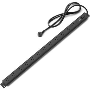 Amazon Basics Surge Protector Power Strip, 12-Outlet, Heavy Duty, Metal, 600 Joules, 6ft Extension Cord, Wide Spaced, Mountable, Black