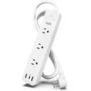 KMC USB-C PD Surge Protector 3-Outlet Power Strip, 30W Power Delivery USB-C Port, 2 USB-A Ports, 980J Surge Protection, 6-Foot Extension Cord, White : Electronics