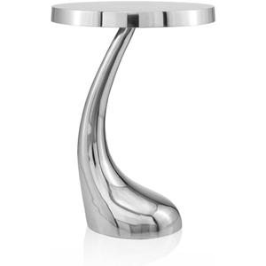 Modern Day Accents 3803 Recodo Curve Foot Table, Silver, Aluminum, Home or Office, Round Accent Table Tabletop, Room Decor Side Table End Table Furniture, Small Accent Table, 14.75"L x 14.75"W x 21"H