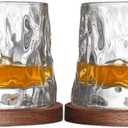 Rotating Crystal Whiskey Glasses Set of 2 – Innovative Design for Scotch, Bourbon, and Cocktails (Style3,2pcs)