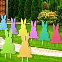 Yerliker 8 Pcs Easter Yard Signs with Stakes Outdoor Garden Bunny Lawn Signs Decorative Bunny Yard Stakes Rabbit Easter Decorations for Easter Hunt Game Home Spring Props Party Supply (Classic Style)