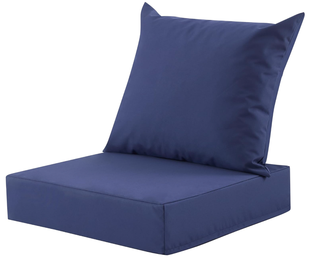 Outdoor Deep Seat Cushion Set, 24x24 Inch, Navy Blue, Set of 1