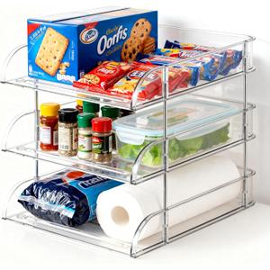 Desk Organizer and Storage,3-Tier File Paper Tray Organizers,Stackable Clear Desktop Organizer for Documents,Book Magazine Storage,Office Supplies (Clear,3 Pack)