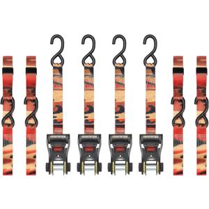 SMARTSTRAPS 14 CamoX Ratchet Straps, 4 Pack  3,000lbs Break Strength, 1,000lbs Safe Work Load  Premium Duty Tie Downs for Heavier Loads, Orange Camo Webbing