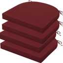 Outdoor Chair Cushions Set of 4, 17 x 16 Inch Patio Chair Cushions for Outdoor Furniture, Water Resistant, Non-Slip Ties(Dark Red)