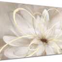 Kureful Large Painting Flower Canvas Wall Art for Living Room 30"x60" Gold Wall Decor Line Art Picture Wall Decor for Girls Bedroom Dining Room Kitchen