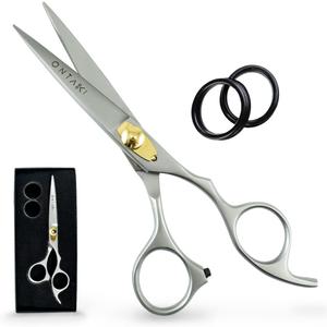Ontaki Hair Cutting Scissors 6.5" - Japanese Steel Shears for Beard & Mustache - Hand-Forged Tool for Barbers, Men & Women - Sharp Hair Shears (6.5" Silver)
