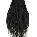 quickwig Senegalese Twist Long Braided Wig 26 Inches Square Knotless Twist Braided Wigs for Black Women Glueless Full Lace Braids Wigs Pre Plucked with Baby Hair Synthetic Twist Hair Black Color