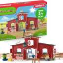 Schleich Farm World - 92PC Red Barn Farm Playset with Animals, Farmer, Accessories and Movable Pieces - Realistic Barnyard Animal Figurines - Fun Educational Toys for Kids, Toddlers Ages 3+ | 42606, Current