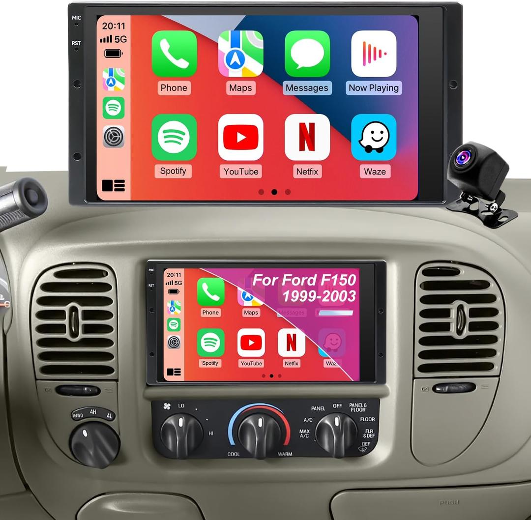 Upgrade Radio for Ford F150 1999-2003, F250/F350 1998-2004, Expedition 1999-2002, Explorer 1998-2001, 6.8 Inch Touch Screen Car Stereo Wireless Carplay Android Auto Bluetooth Backup Camera WiFi FM GPS