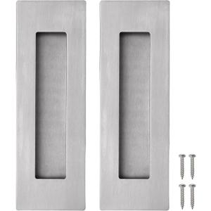 Cozy Tower Recessed Flush Door Pull Handles, Pocket Door Pull Hardware, Sliding Closet Door Pull, 6 Inch Brushed Stainless Steel Finger Door Pulls Rectangular(2 Pack)