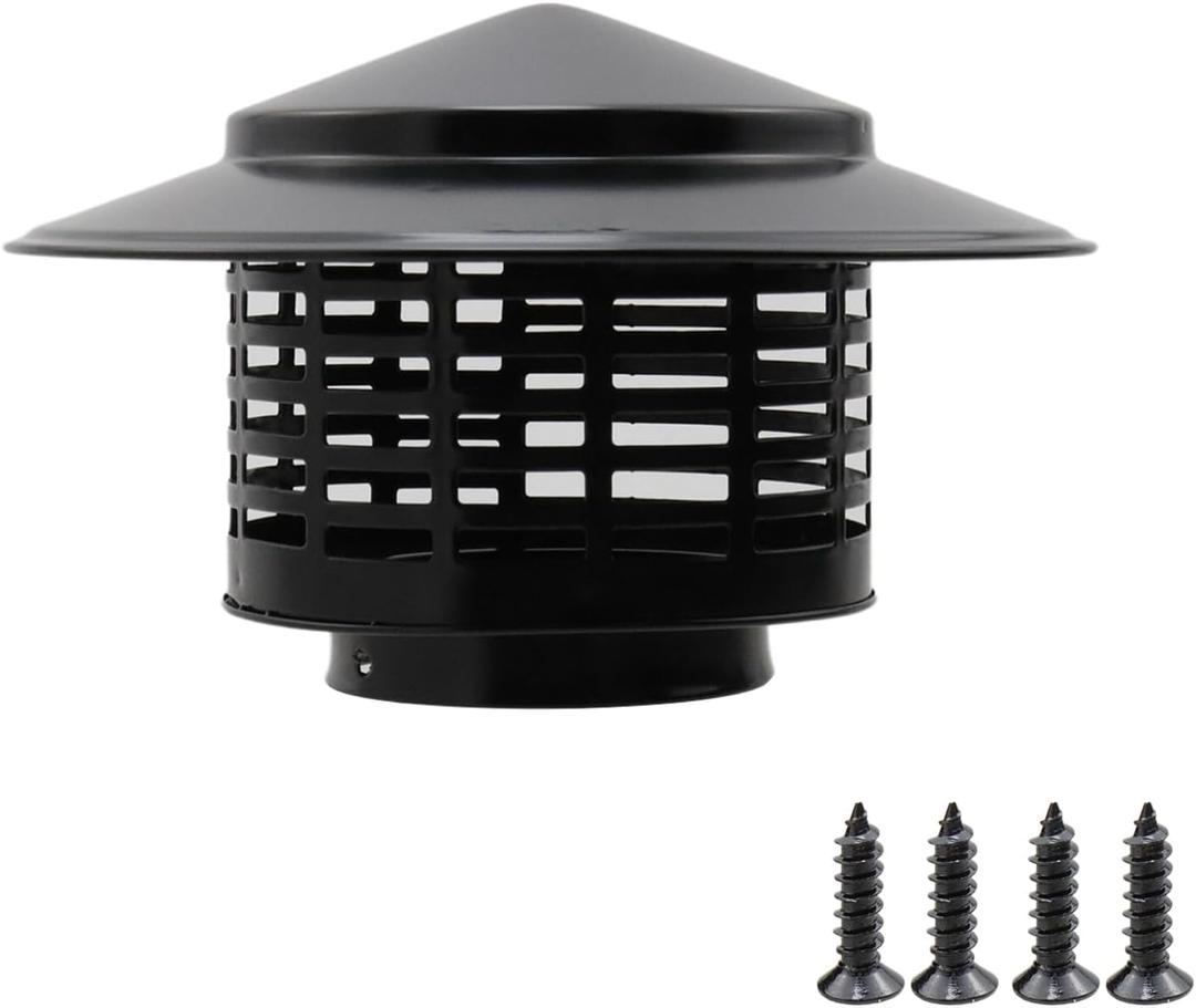 T Tulead Round Chimney Cap with Cone Top, 75mm/2.95" Stainless Steel Cover Black Exhaust Cap with Screws T Tulead Round Chimney Cap with Cone Top, 75mm/2.95" Stainless Steel Cover Black Exhaust Cap with Screws