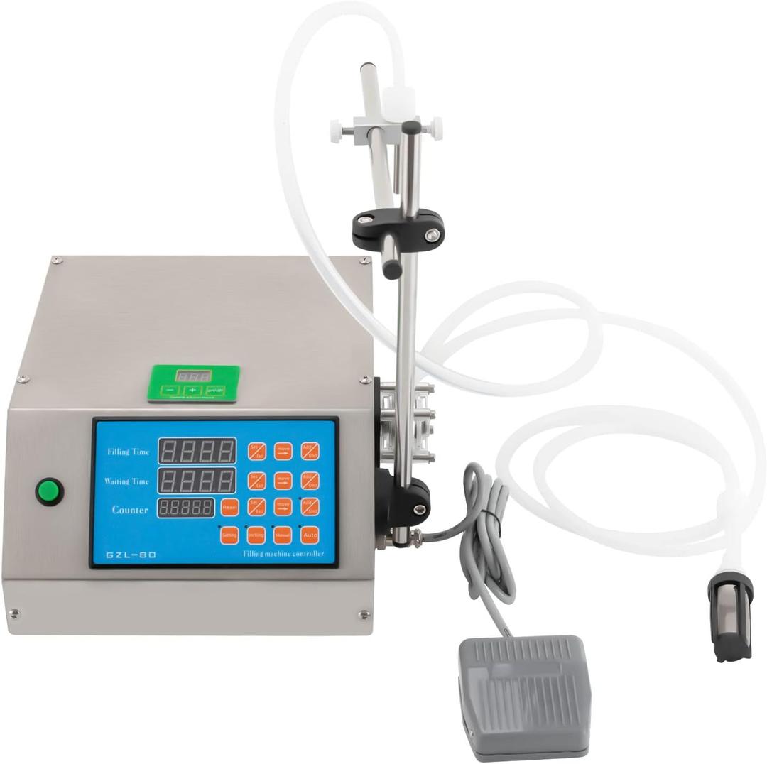 GZL-80 Liquid Filling Machine, 100W Peristaltic Pump Semi-automatic Digital Liquid Bottle Filler Single-nozzle for Wine Cosmetic Oil Beverage Lotion Essential Oil, Filling Flow: 650ML/min (22oz/min)