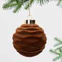 15PCS Brown Velvet Flocked Christmas Ornaments, 3.15" Shatterproof Matte Balls for Xmas Tree Decor, Elegant Luxury Holiday Ornaments (Brown)