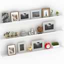 Giftgarden 47 Inch White Floating Shelves for Wall Mount, Modern Long Wood Wall Shelf Ledge for Bathroom Bedroom Living Room Kitchen Nursery Storage, Set of 3 Different Sizes