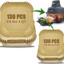 260PCS Air Fryer Liners for Ninja Crispi 4-in-1 Portable Glass Cooking System, Disposable Ninja Crispy Air Fryer Accessories, Non-Stick Square Parchment Paper Liners Unbleached