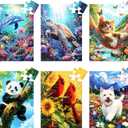 6 Packs 24 Large Piece Puzzles for Seniors,Animals Puzzle for Seniors with Dementia,Turtle Panda Cat Dolphin Bird Dog Easy Jigsaw Puzzle for Alzheimers Memory Games Dementia Activities