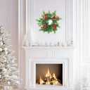 4Pcs Mini Christmas Candle Rings Wreaths, 10Inch Christmas Pine Kitchen Cabinet Candle Holder with Red Berries for Table Cenderpiece Chair Wall Window Decor