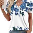 Kistore Womens Summer Tops Short Sleeve V Neck Casual Shirts Beach Vacation Dressy Work Blouses