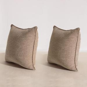 Pack of 2 Couch Throw Pillow Covers 18x18 Inch Soft Light Khaki Chenille Pillow Covers for Sofa Living Room Solid Pillow Cases