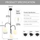 3 Light Milk Glass Chandelier Black Pendant Lights Kitchen Island Mid Century Dining Room Light Fixture Modern Globe Chandeliers for Bedroom Living Room Kitchen