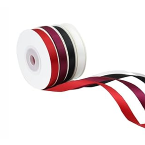 SoriDR 4 Rolls White&Black&Red&Wine Solid Satin Ribbon for Gift Wrapping Christmas Crafts, 3/ 8" X 10 Yard Each Total 40 Yds Per Package