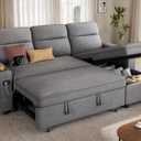 YITAHOME Sectional Sleeper Sofa with Pull Out Couch Bed, 81" Convertible Sleeper Sofa with Adjustable Backrest, Sofa Bed Sleeper Couch with Armrest & USB Port, Grey