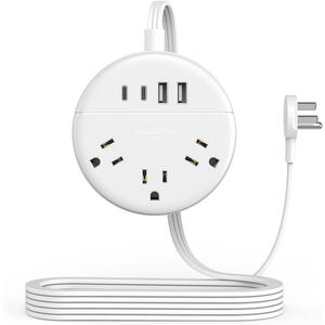 Flat Extension Cord 10 ft, NTONPOWER Flat Plug Power Strip with 3 Outlets 4 USB Ports(2 USB C),Ultra Thin Extension Cord Under Carpet, Mountable, Outlet Extender Long Cord for Home Office, Dorm Room