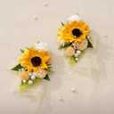 Ling's moment 2pcs Prom Wrist/Shoulder Corsage Artificial Flower, Girl/Mother Homecoming/Wedding Corsage Wristlet Dcor, etc. Sunflower Yellow