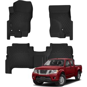 Auxko All Weather Floor Mats for Nissan Frontier Crew Cab 2008-2021 All Season TPE Accessories Guard Odorless Anti-Slip Floor Liners for Nissan Frontier Crew Cab 2008-2021