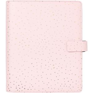 Filofax Confetti Organizer, A5 Size, Rose Quartz - Leather-Look, Gold Foil Accents, Six Rings, Week-to-View Insert, Multilingual (C028736)