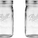 Ball Wide Mouth Glass Mason Jars with Lids and Bands, Used for Canning, Pickling, Juice, Jam, Jelly, Quart Size 32 Ounce (Pack of 2)