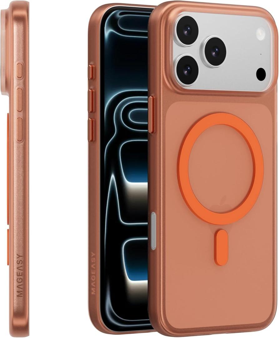 MAGEASY Compatible with iPhone 17 Pro Max 6.9" Thin Case - Super Lightweight, 0.7mm Ultra Thin, Compatible with MagSafe, Anti-Fingerprint - Lyte M (Coral)