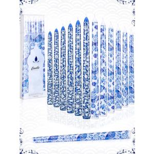 Conelist 12 Pcs 10 Inch Chinoiserie Taper Candles Blue and White Candle Decorative Taper Candles Bulk Chinoiserie Decor Blue and White Candlesticks Gifts for Wedding Party Table Home Gift Decoration