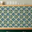 Faccito 24 Pcs Flower Tile Stickers 4x4 Inch Watercolor Retro Rustic Blue Turquoise Floral Peel and Stick Removable Adhesive PVC Tile Stickers Farmhouse Wall Decal for Kitchen Bathroom Backsplash