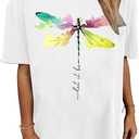 Womens Oversized Summer T Shirts Vintage Flowers Graphic Tees Boho Floral T-Shirt Casual Short Sleeve Wildflowers Tops (White, S)