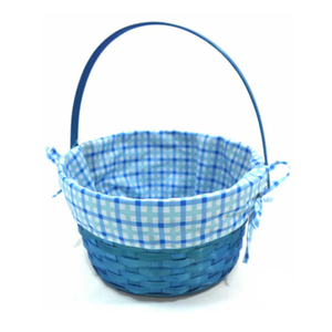HH 10in Lined Bamboo Basket - Blue, 2 PCS