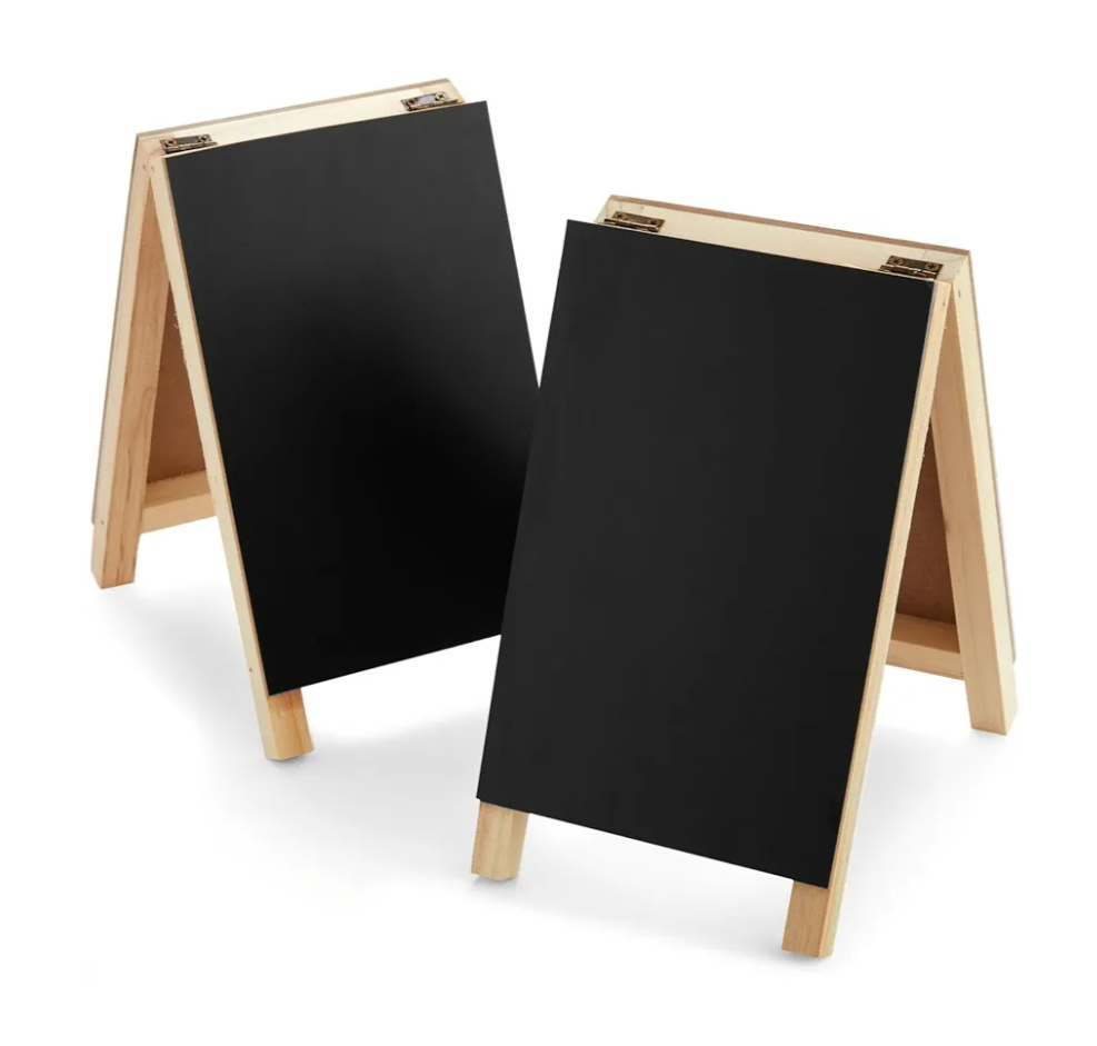 2 Pack Mini Chalkboard Easel Signs for Tabletop Decorations, Restaurant Food Display, Message Boards, Small Business, Wedding, Catering Events, Coffee Shop (4.5x7.5 in)