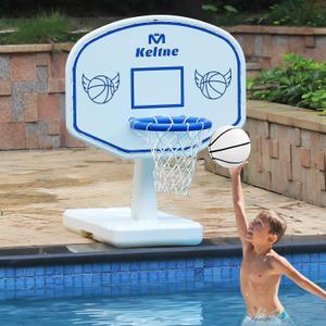 Pool Basketball Hoop, 34"x34"x42.2" Oversized Pool Toys with 2 Balls/Nets/Pump for Poolside Water Basketball Game, Pool Basketball Goal for Inround Pool & Deck - Swimming Pool Games for Kids Adults